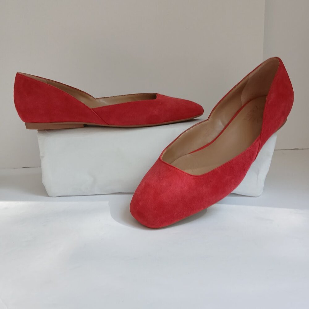Naturalizer 'Cody' Red Suede Square Toe Ballet Flats Sz 6.5W